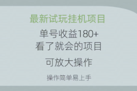 最新试玩项目 单号收益180+看了就会的项目，可放大操作