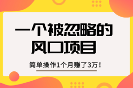 简单操作1个月赚了3万！一个被忽视的暴力风口项目