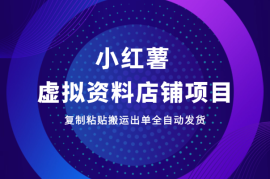 小红书虚拟资料店铺项目，复制粘贴搬运，出单全自动发货