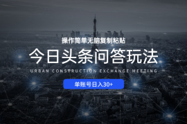 今日头条问答玩法，单账号日入30+，操作简单无脑复制粘贴