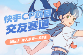 快手CP项目，交友赛道新玩法，单人单号一天2张