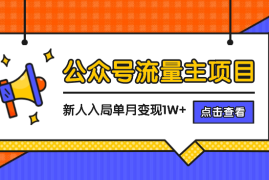 公众号流量主项目，新人入局单账号单月变现1W+【图文】