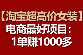 【淘宝超高价女装】电商最好项目：一单赚1000多
