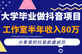大学毕业做抖音项目，误打误撞做了个工作室，半年收入80万，分享我的抖音起盘经历【图文】