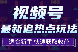 视频号最新追热点玩法，适合新手小白，快速获取收益