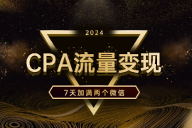 CPA流量变现7天加满两个微信10000粉