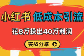 花8万投出40万利润，小红书低成本引流实战分享【图文】