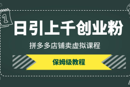 正在跑的项目，用PDD店铺日引上千创业粉，保姆级教程【图文】