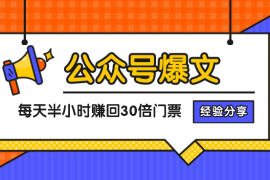 公众号爆文每天投入半小时，赚回30倍门票的经验分享【图文】