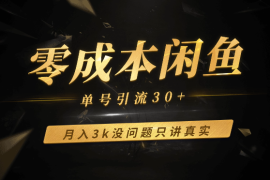 零成本闲鱼单号引流30+，月入3k没问题只讲真实