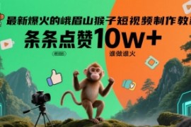 最新爆火的峨眉山猴子短视频制作教程，条条点赞10w+，谁做谁火【教程+提示词】