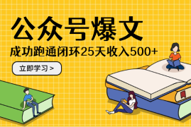 公众号爆文写作：成功跑通闭环，25天收入500+【图文】