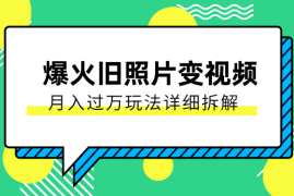 最近全网爆火旧照片变视频，月入过万玩法详细拆解