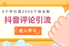 抖音评论区，9个字引流2000个创业粉，变现3000＋【图文】