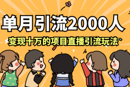 单月引流2000人，变现十万的，抖音0粉不出镜项目直播引流玩法【图文】