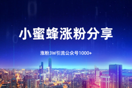 小蜜蜂涨粉3W，引流公众号1000+，推广思路分享