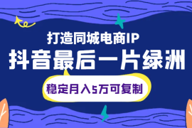抖音的最后一片绿洲—打造稳定月入5万且可复制的同城电商IP【图文】