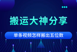 搬运大神分享单条视频，怎样搬出五位数【语音】