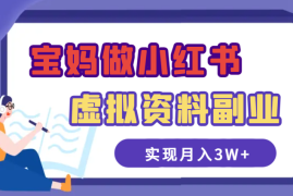 宝妈在家做小红书虚拟资料副业，实现月入3W+【图文+视频】