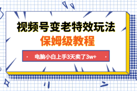 视频号变老特效玩法，电脑小白上手3天卖了3w+ 附教程【图文】