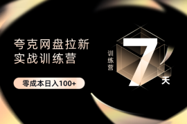 最新夸克网盘拉新实战训练营，零成本日入100+