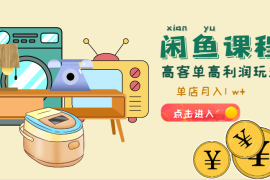 闲鱼单店高客单高利润玩法。单店月入1 w+【图文】