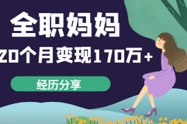 无专业，无定位，无爱好的全职妈妈，20个月，变现170万+的经历分享