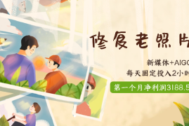 AIGC修复老照片，每天2小时，第一个月净利润3188