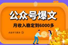 公众号爆文月收入已稳定到6000多，阅读量每日稳定4万【图文】