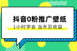 抖音0粉推广壁纸，1小时学会，当天见收益，隔天提现