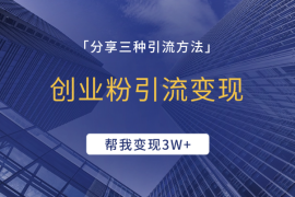 创业粉引流变现，这三种引流方法给我变现3W+