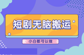 抖音短剧无脑搬运，小白都可以做，每天两小时