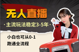 无人直播实操，行内主流玩法可稳定3-5年，小白也可从0-1跑通全流程