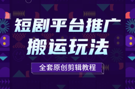 短剧平台推广，多种搬运玩法以及全套原创剪辑教程