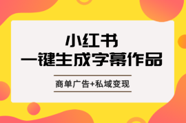 小红书一键生成字幕作品玩法，结合商单广告+私域变现