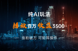 单条视频百万播放收益3500元涨粉破万 ，可矩阵操作