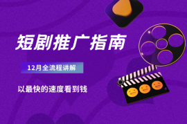 短剧12月份推广指南，全流程讲解，以最快的速度看到钱