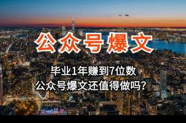 通过公众号爆文项目赚到7位数，公众号爆文还值得做吗？