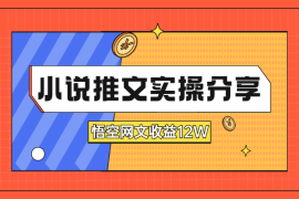 小说推文大佬实操分享，悟空网文收益12W