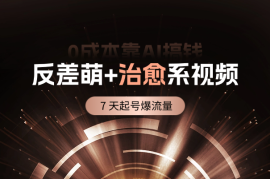 0成本靠 AI 搞钱！3 步做出反差萌+治愈系视频，7 天起号爆流量