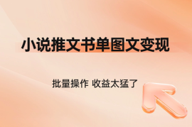 小说推文书单图文类变现玩法，批量操作，收益太猛了