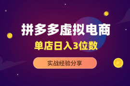 拼多多虚拟电商，单店日入三位数，实战经验分享