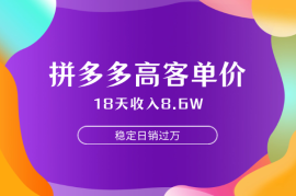 拼多多18天收入8.6W，客单价600块稳定日销过万