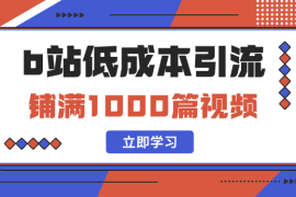 新手如何在B站低成本铺满1000篇视频做钩子引流【图文】