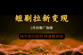 短剧拉新变现1月份推广指南，纯干货可矩阵，快速看到钱