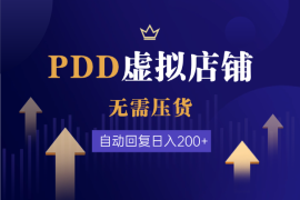 PDD虚拟店铺项目，无需压货，自动回复日入200+