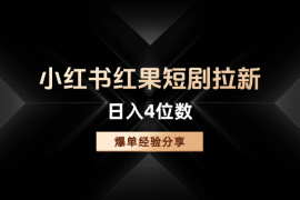 私董会会员日入4位数小红书红果短剧拉新爆单经验分享