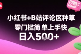 小红书+B站评论区种草，零门槛简单上手快 ，1分钟一单，只需复制粘贴评论就有钱