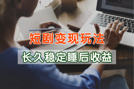 短剧变现玩法，长久稳定无脑，睡后收益，保姆级教学