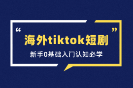 海外tiktok短剧基础课，新手0基础入门认知必学